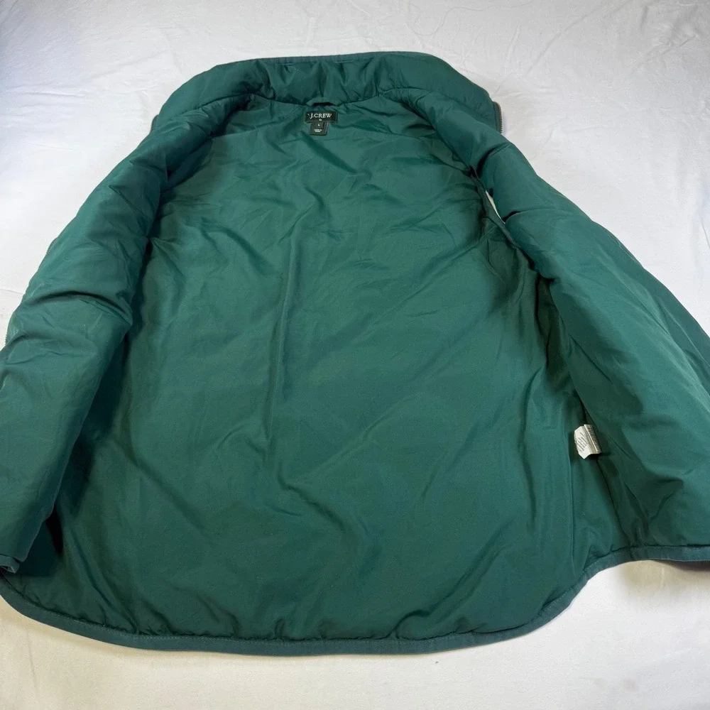 J. Crew Down Quilted Vest Women's Size Large Green Double‎ Zipper Pockets